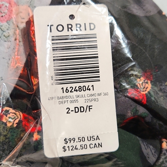 ❤️NWT VINTAGE TORRID SWIMSUIT WIRE FREE ONE PIECE CAMO SKULL BABYDOLL PLUS SIZE - Picture 12 of 13